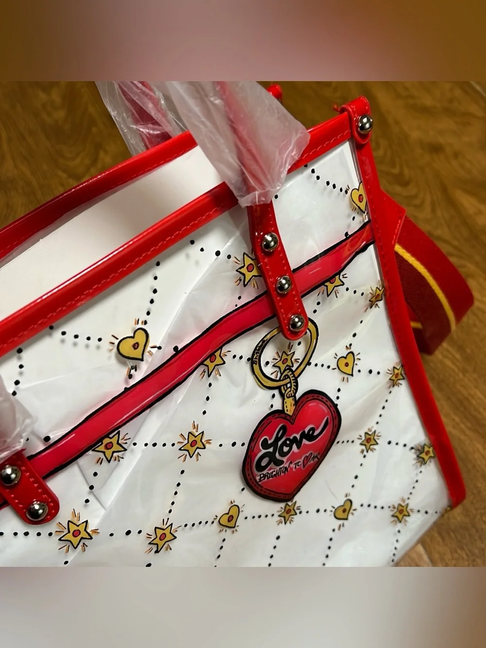 Brighton Celebrate VIP Women’s Clear Red Trim Tote Bag and Pouch Sets Included